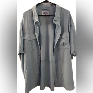 AFTCO Blue Vented Button Down Fishing Shirt, Size 2X